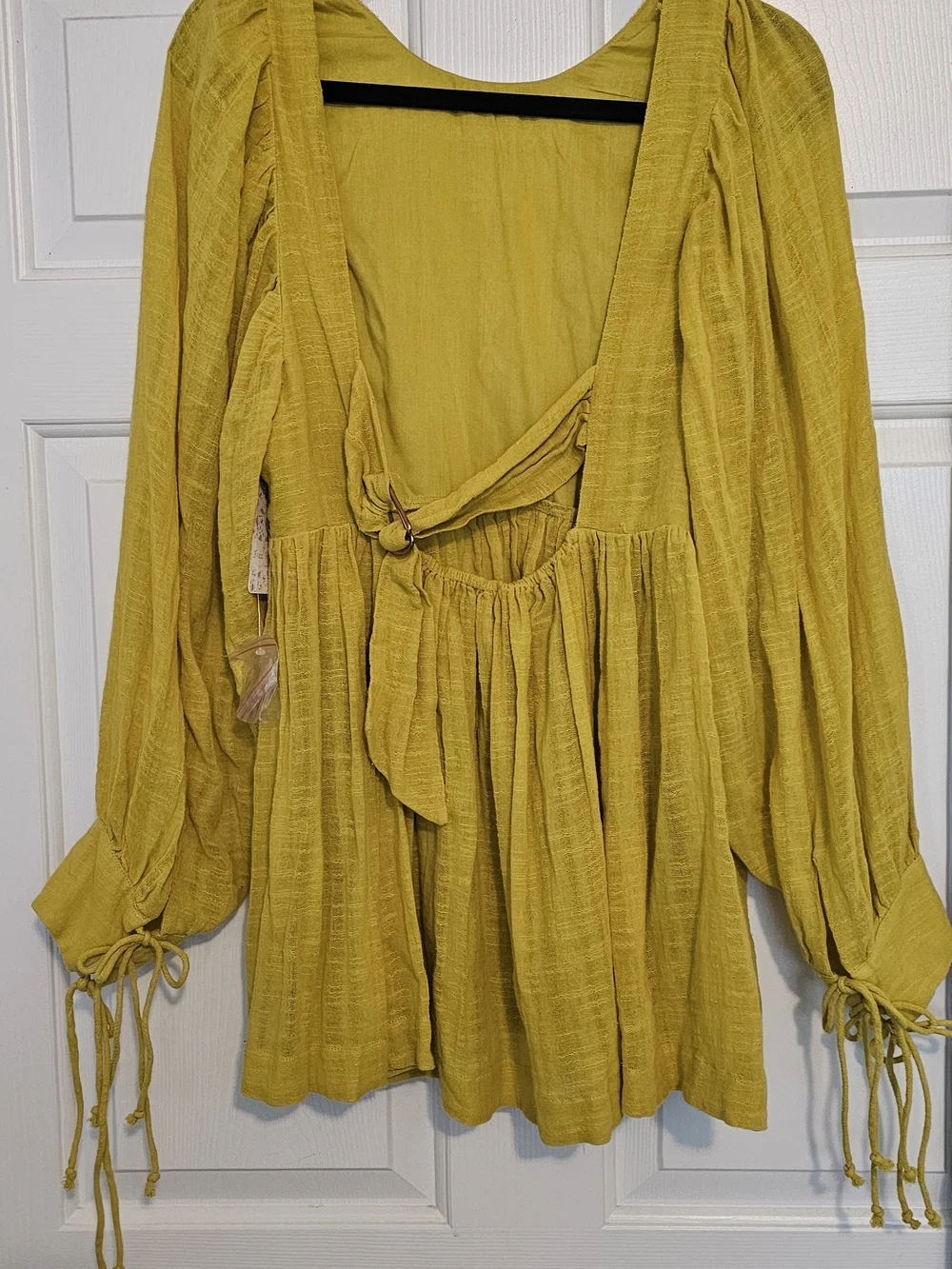 Free People Citron Gauze Button-Front Peasant Top - Picture 3 of 4